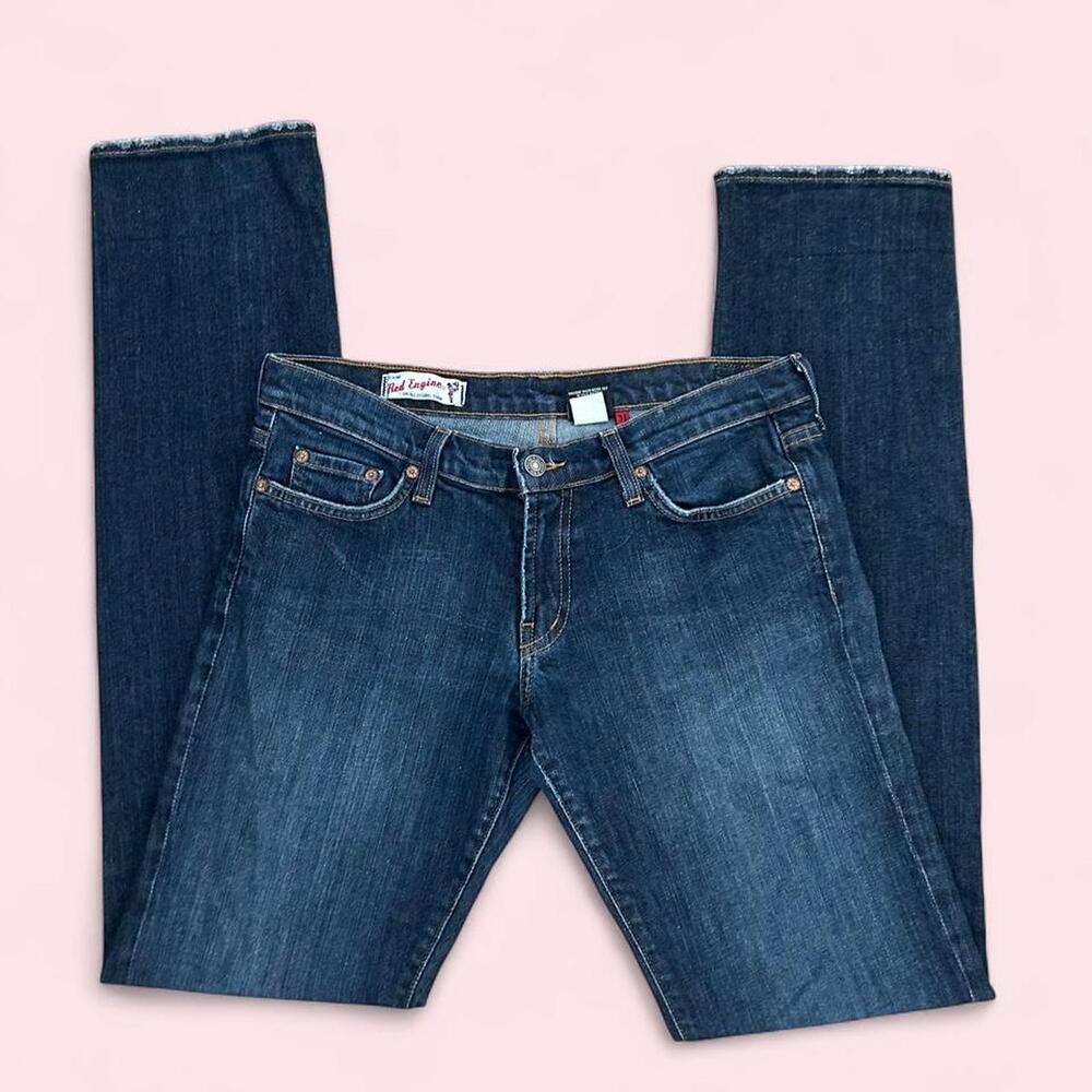 Y2k Red Engine Lowrise Straight Jeans